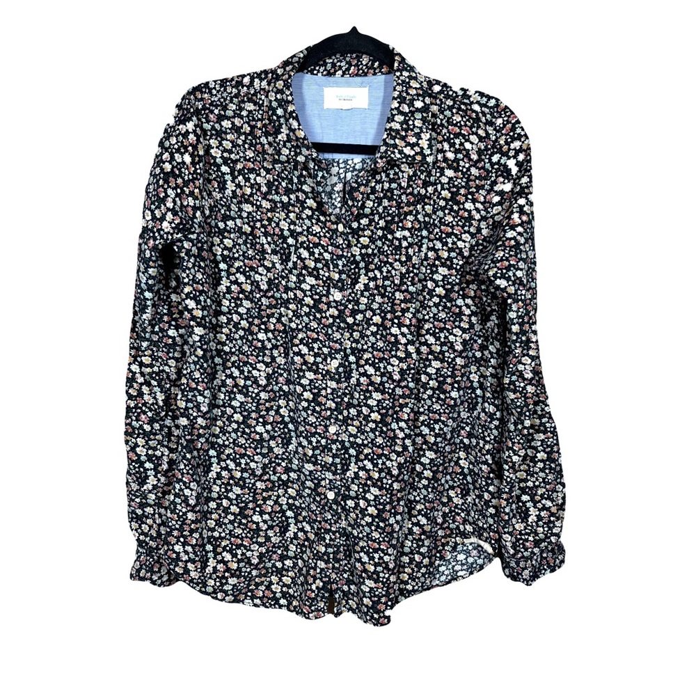 Euc Trovata Floral Black Button-Down Shirt - Women